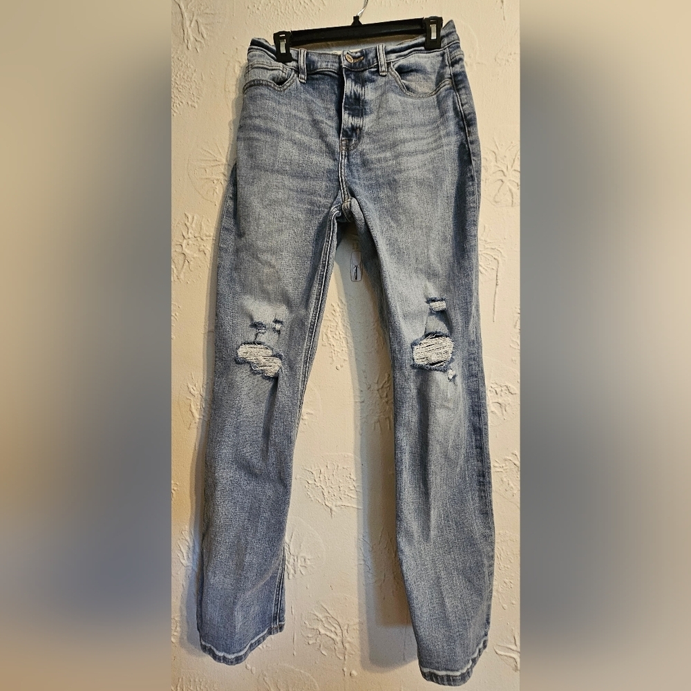 Studio Blue Distressed Jeans Medium Blue Straight Leg Size 29 8